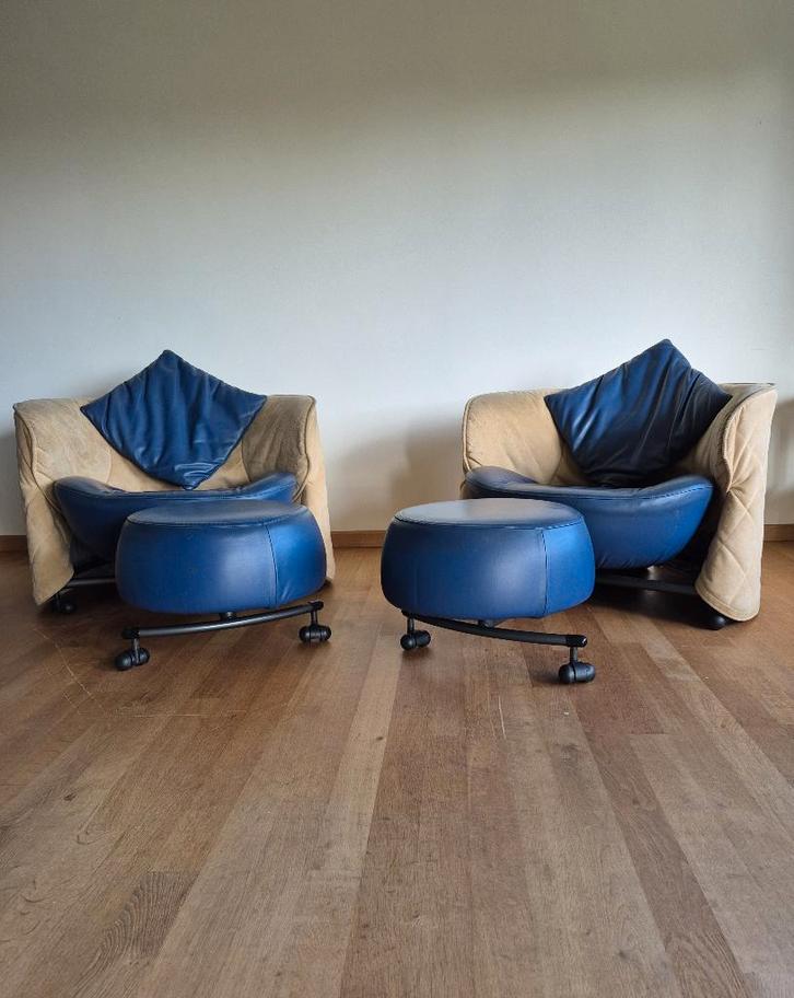 Girotonda fauteuil en poef, Francesco Binfaré, Cassina, Huis en Inrichting, Zetels | Voetbanken en poefs, Gebruikt, 75 tot 100 cm