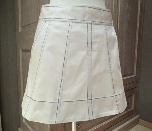 Ecru katoenen InWear rok met zwarte stiksels, mt 36, Kleding | Dames, Rokken, Nieuw, Maat 36 (S), Verzenden