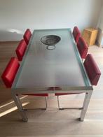 Design eettafel met 6 stoelen., Huis en Inrichting, Tafels | Eettafels, Ophalen, 50 tot 100 cm, Zo goed als nieuw, Vijf personen of meer