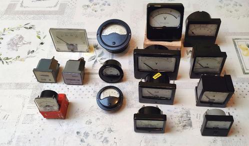 15 Vintage paneelmeters, Doe-het-zelf en Bouw, Meetapparatuur, Gebruikt, Elektriciteit, Ophalen