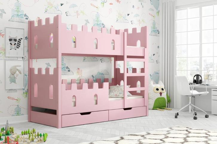 Kasteel stapelbed voor twee kinderen 160x75 / 180x75 matrass, Kinderen en Baby's, Kinderkamer | Stapelbedden en Hoogslapers, Nieuw