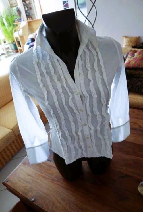 elegant wit uitstralend chic dynamische blouse, Vêtements | Femmes, Blouses & Tuniques, Comme neuf, Taille 42/44 (L), Blanc, Enlèvement ou Envoi
