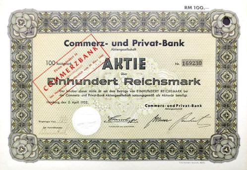 Commerz-und Privat-Bank (Commerzbank) 1932, Timbres & Monnaies, Actions & Titres, Action, 1920 à 1950, Enlèvement ou Envoi