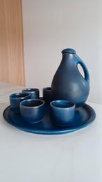 Antonio Lampecco - Blauwe karaf en tasjes in keramiek, Antiek en Kunst, Ophalen of Verzenden
