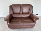 Lederen zetel - 2 pers, Huis en Inrichting, Zetels | Zetels, Ophalen, Tweepersoons, Zo goed als nieuw, Rechte bank