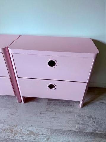 3 roze ikea Busugne commode kastjes met 2 lades beschikbaar voor biedingen