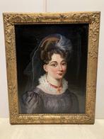 portrait d'une demoiselle, 19 éme, éc fr., huile sur toile, Enlèvement