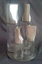 Pour cuisine huile, vinaigre, sel, poivre + support Ikea, Ophalen, Gebruikt
