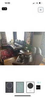 Lederen salon met hout, Huis en Inrichting, Zetels | Complete zithoeken, Ophalen