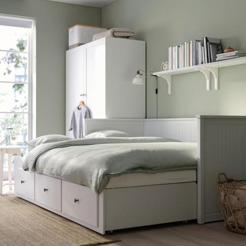 IKEA HEMNES Bedbank met 3 lades, Huis en Inrichting, Slaapkamer | Bedden, Zo goed als nieuw, Tweepersoons, 160 cm, 210 cm, Hout