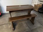 Oude schoolbank met antieke inktpot, Huis en Inrichting, Ophalen, Gebruikt, Bureau