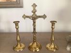 Kruis met 2 kandelaars, Antiek en Kunst, Ophalen of Verzenden, Koper of Brons