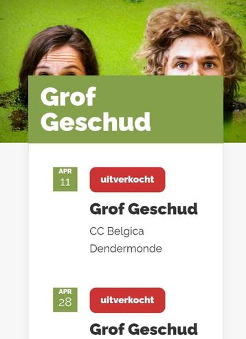 2 of 4 tickets comedy Kroost door Grof geschud - topplaatsen