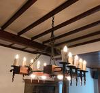 Luster met 2 eiken balken en smeedwerk, Antiek en Kunst, Ophalen