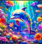 diamond painting:"color-dolphin",60x60 cm.,ronde steentjes, Hobby en Vrije tijd, Ophalen of Verzenden, Nieuw, Materiaal