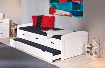 Kinderbed in Wit grenen massief hout 90 x 200 cm. 3 lades beschikbaar voor biedingen