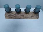 Kandelaar met 4 rustieke kaarsen, Ophalen, Hout, Kandelaar