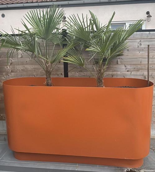 Plantenbakken 2 stuks, Tuin en Terras, Bloembakken en Plantenbakken, Zo goed als nieuw, Metaal, Binnen, Tuin, 60 cm of meer, 100 cm of meer