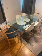 Table salon en verre avec 6 chaisses a vendre, Ophalen, Zo goed als nieuw, Glas
