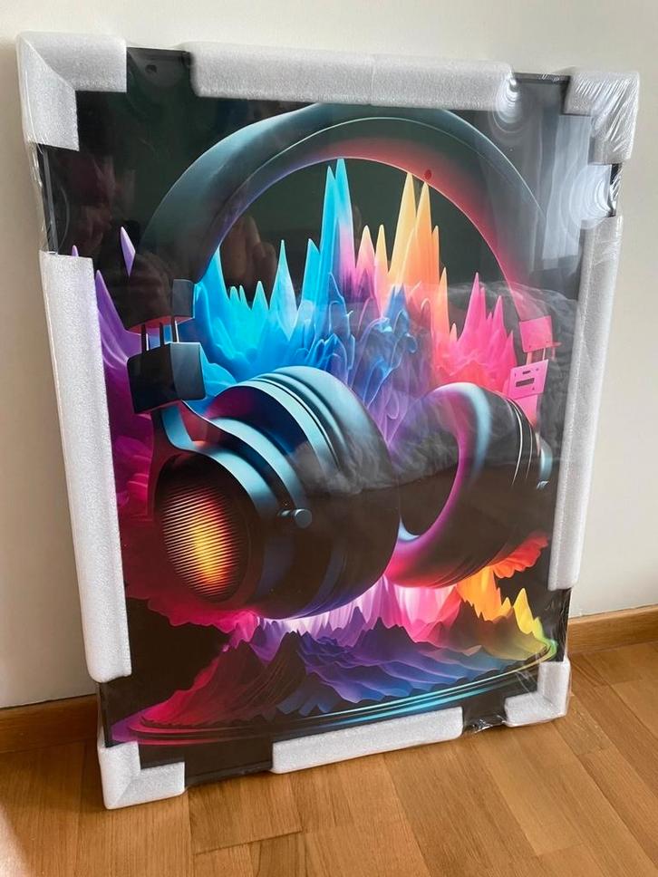 Moderne ingelijste afbeelding, glas in aluminum kader, Antiek en Kunst, Kunst | Schilderijen | Modern, Ophalen