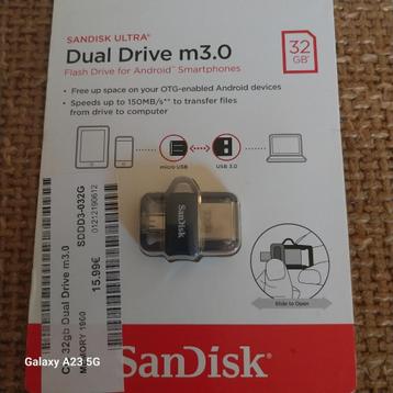 Clé USB SanDisk Ultra Dual Drive m3.0--32Gb, Informatique & Logiciels, Enlèvement, Neuf, SCANDISK, 32 GB