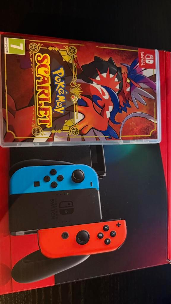 Nintendo Switch + Pokemon Scarlet, Games en Spelcomputers, Games | Nintendo Switch, Nieuw, Avontuur en Actie, 1 speler, Vanaf 7 jaar