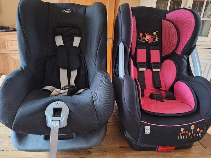 2 sièges auto: romer britax first class 0+/1 +Tex baby 9-18k, Enfants & Bébés, Sièges auto, Romer, Autres méthodes, Dossier réglable