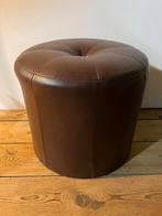 Pouf Repose-pieds en cuir brun, Ophalen, Leer