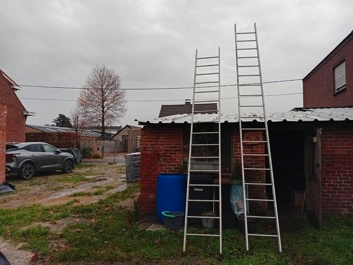 2 stevige aluminium ladders., Doe-het-zelf en Bouw, Ladders en Trappen, Gebruikt, Ophalen