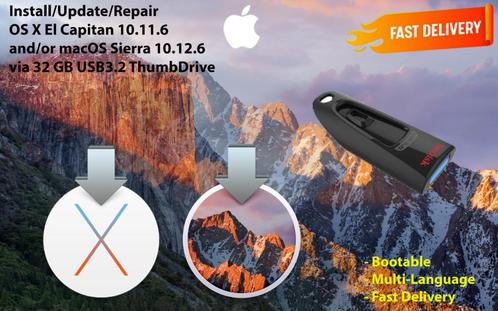 Mac OS X El Capitan 10.11.6+macOS Sierra 10.12.6 USB3.2 32GB, Computers en Software, Besturingssoftware, Nieuw, MacOS, Verzenden