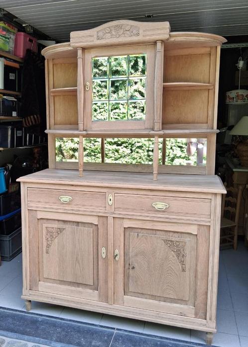 Antieke buffetkast in massieve eik, Huis en Inrichting, Kasten | Buffetkasten, Gebruikt, 200 cm of meer, 100 tot 150 cm, 50 tot 75 cm