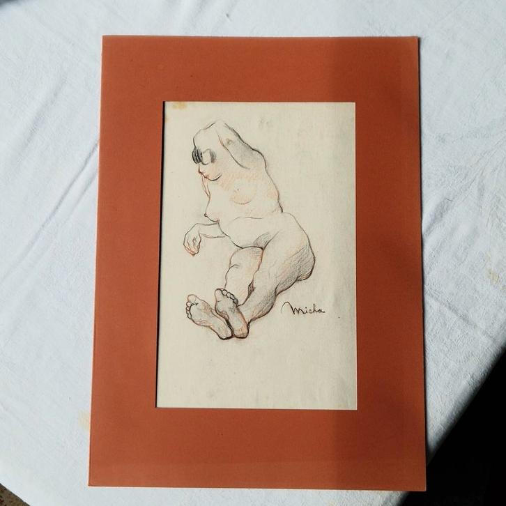 Micha, Maurice Jean - Liggend naakt (ca. 1930), Antiek en Kunst, Kunst | Tekeningen en Fotografie, Ophalen