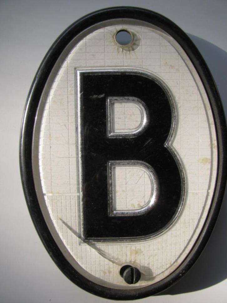 6 België B landenbordje land schildje plaatje bord oldtimer, Verzamelen, Automerken, Motoren en Formule 1, Gebruikt, Auto's, Ophalen of Verzenden
