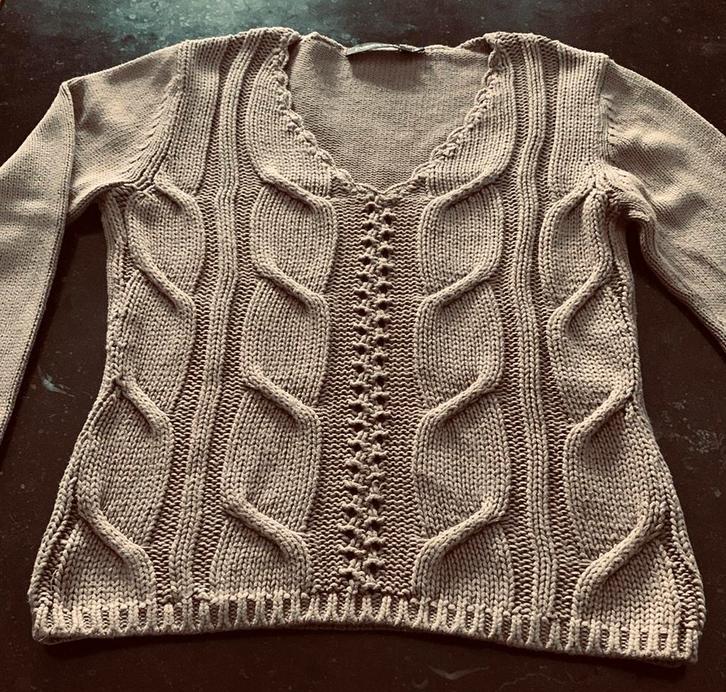 Passport 36 mooie katoenen kabeltrui, Kleding | Dames, Truien en Vesten, Zo goed als nieuw, Maat 36 (S), Beige, Ophalen of Verzenden