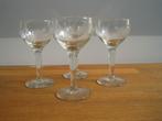 Set van 4 portoglazen met bloemen gravering 50 ml, Verzamelen, Glas en Drinkglazen, Ophalen of Verzenden, Gebruikt, Borrel- of Shotglas