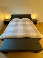 Boxspring 180cm x 200cm (+ 2 nachttafels en bank), Ophalen, Zwart, Tweepersoons, Zo goed als nieuw