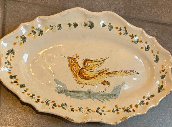 assiette ovale ancienne avec un faisan, Antiquités & Art, Antiquités | Plateaux, Enlèvement