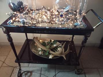 Verrijdbare Serveer/Thee tafel met glasplaat., Ophalen