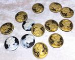 13 Cabochons camé dame zwart wit en goud, Envoi, Neuf, Autres types