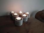 6 grijze kandelaars (Mica Decoration) hoogte 5,5 cm, Huis en Inrichting, Overige materialen, Verzenden, Zo goed als nieuw, Grijs