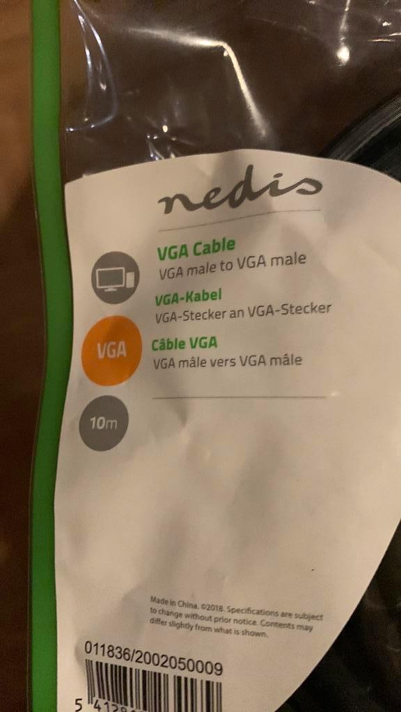 VGA kabel 10meter nieuw, Computers en Software, Pc- en Netwerkkabels, Nieuw, Ophalen