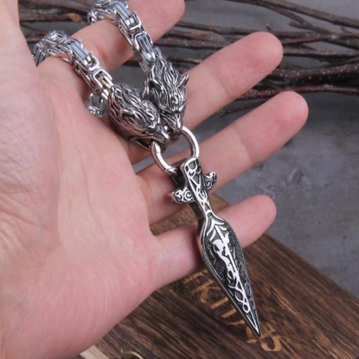 Koningsketting met Viking pijlpunt hanger, Handtassen en Accessoires, Kettingen, Nieuw, Overige materialen, Zilver, Met hanger