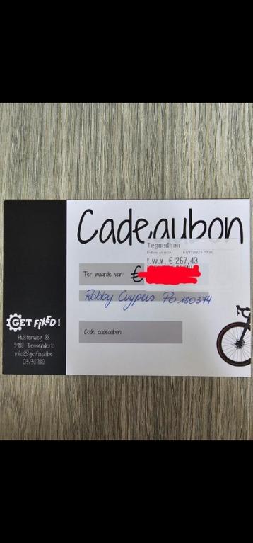 Cadeaubon t.w.v 267€ mag weg vr 200€ = 25% korting beschikbaar voor biedingen