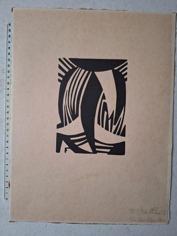 Hout- of linosnede Otto Freundlich abstracte compositie  beschikbaar voor biedingen