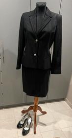 800€! Sexy gestreept zwarte mantelpak wol Montana blazer rok, Kostuum of Pak, Zwart, Nieuw, Ophalen of Verzenden