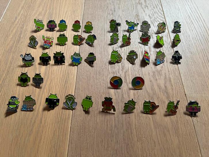 Android Google Enamel Pins 44 stuks - Barcelona 2012 Congres, Verzamelen, Speldjes, Pins en Buttons, Nieuw, Speldje of Pin, Figuurtje