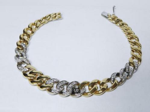 18K gouden armband met Briljanten (Bi-color) 💎, Handtassen en Accessoires, Armbanden, Zo goed als nieuw, Goud, Wit, Met edelsteen