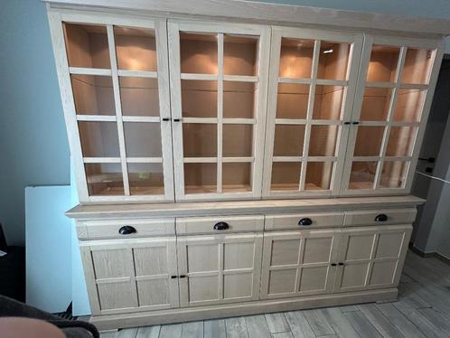 Massief lichteiken buffetkast, Huis en Inrichting, Kasten | Buffetkasten, Gebruikt, Met lade(s), Met deur(en), Met plank(en), Ophalen