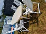 Grote witte tuintafel met 6ligstoelen + 2ligzetels, Tuin en Terras, Ophalen, Gebruikt