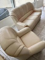 Lederen salon, Huis en Inrichting, Ophalen, Zo goed als nieuw, Rechte bank, Leer